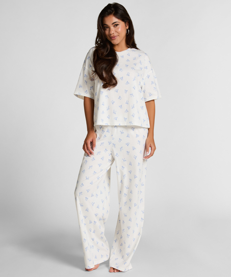 Pyjama Set Cotton Jersey Long, White