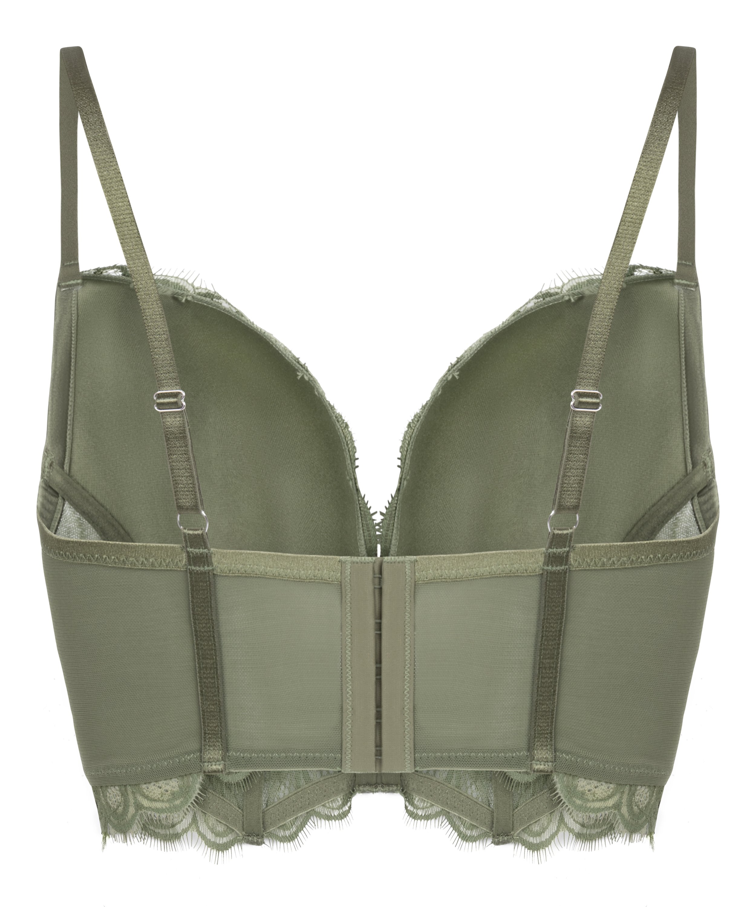 Prina Padded Underwired Longline Bra, Green, main