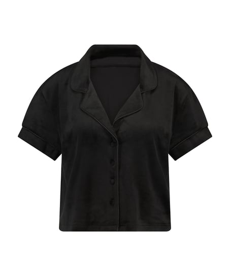 Short Sleeve Velour Jacket, Black
