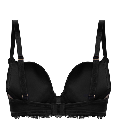 Avela Padded Underwired Longline Push-Up Bra, Black