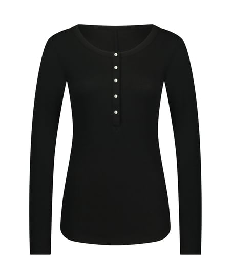 Long-Sleeved Pyjama Top, Black