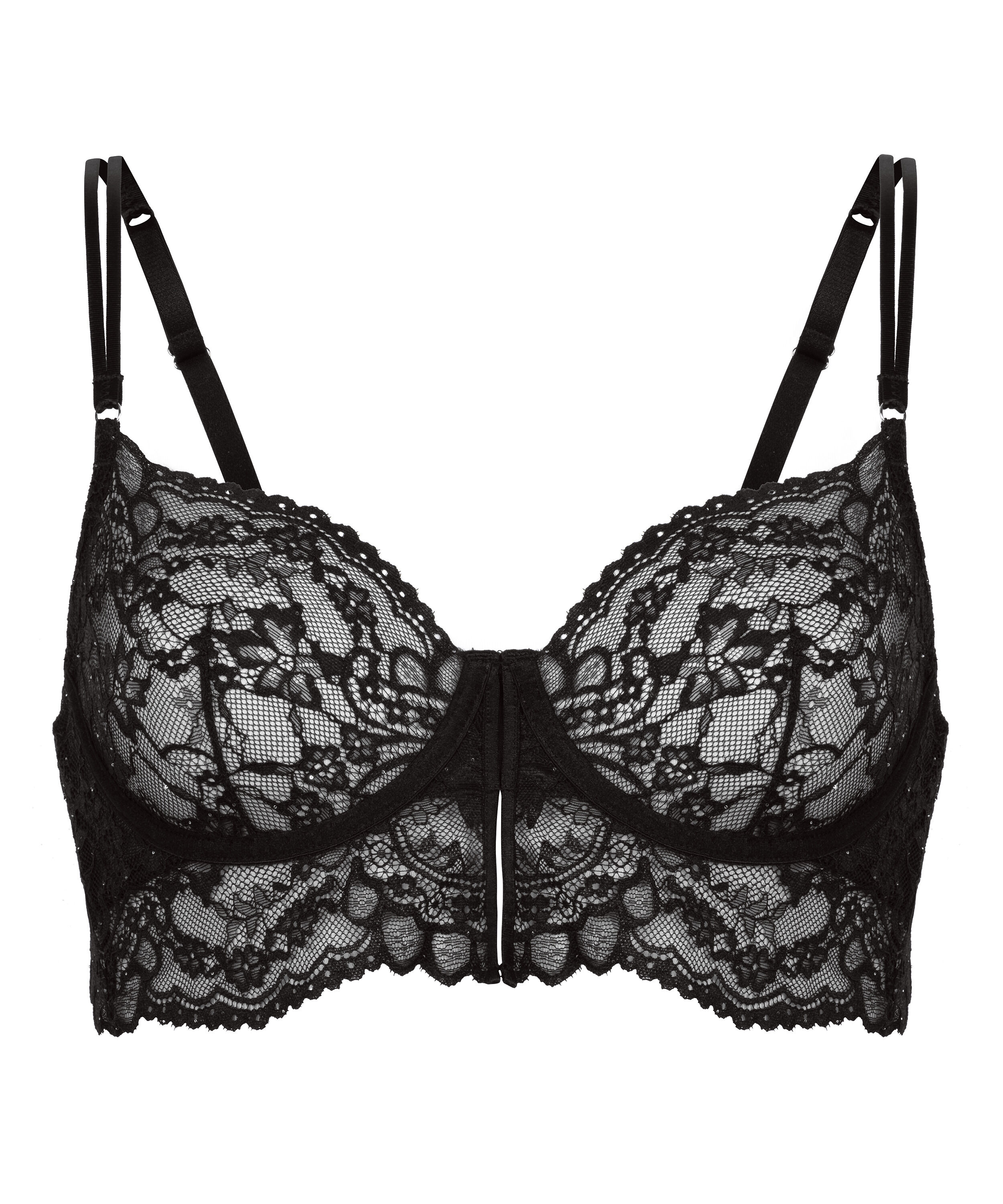 Sabrina Non-Padded Underwired Longline Bra, Black