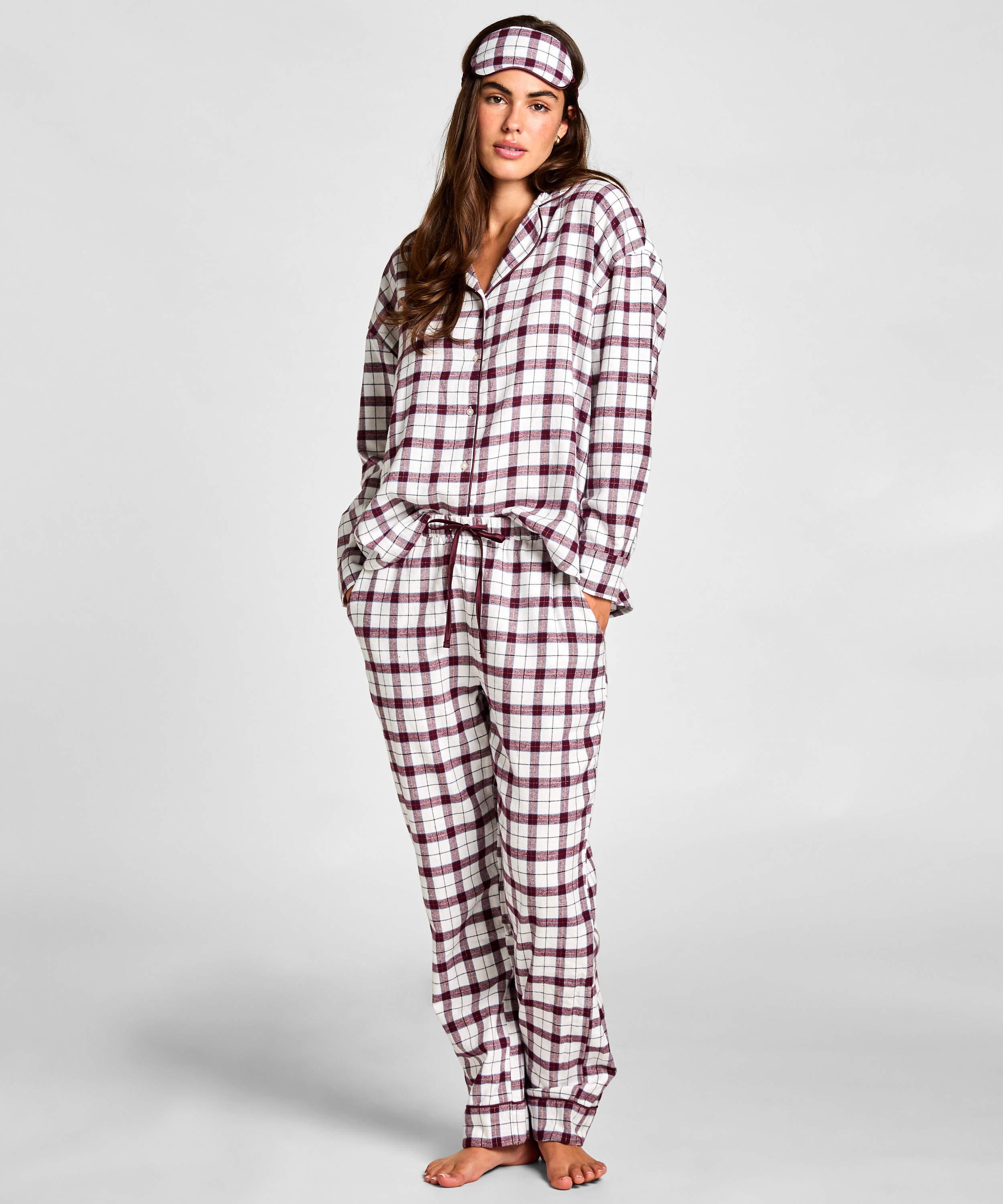 Pyjama Set with Eyemask, White, main