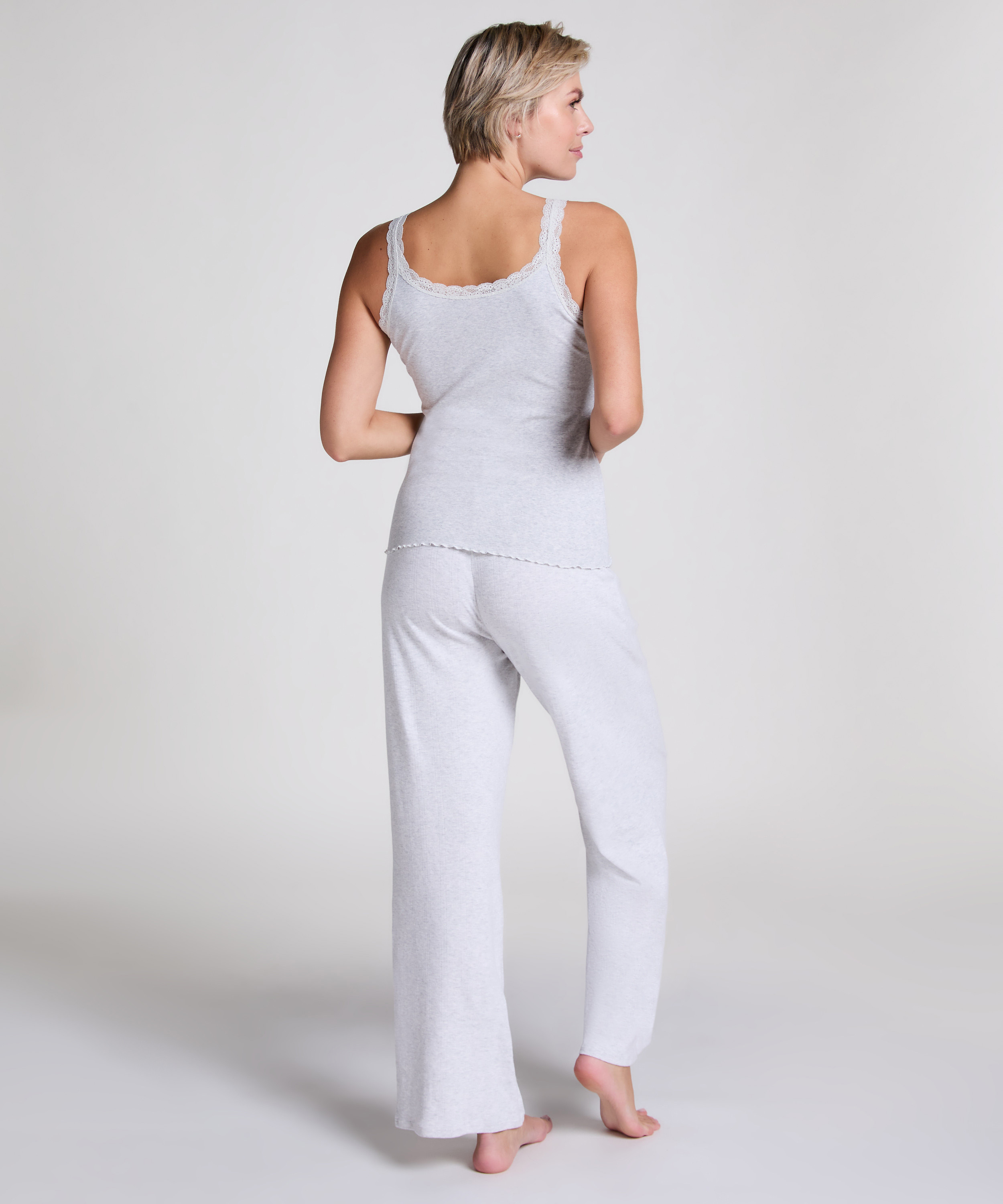 Ribbed Lace Singlet, Beige, main
