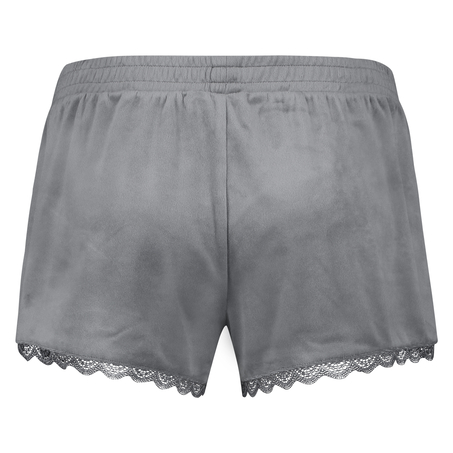 Velvet Lace Shorts, Gray