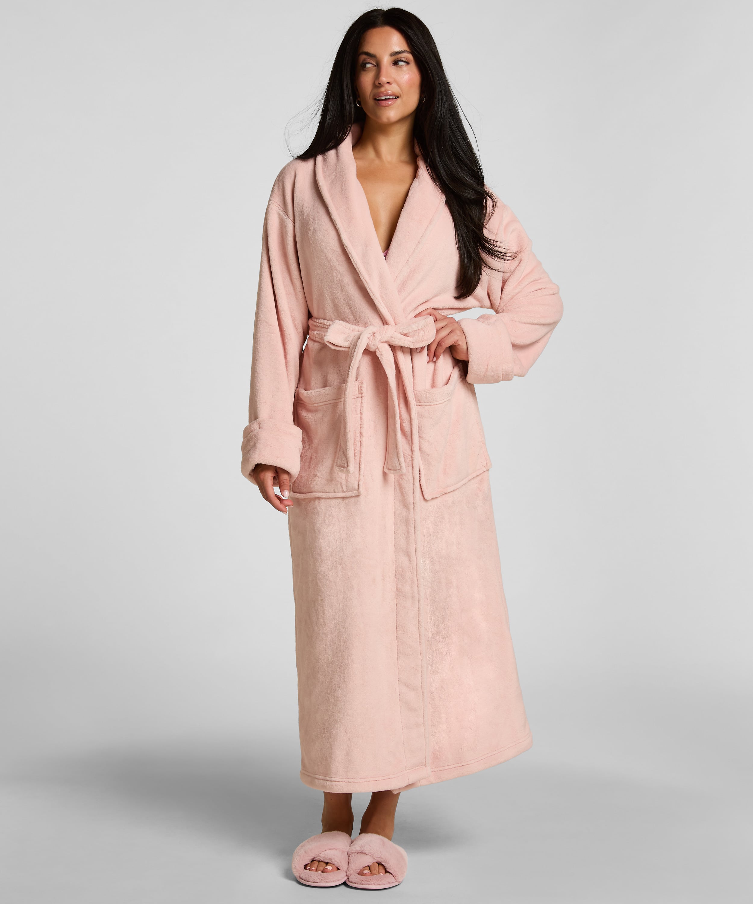 Soft Fleece Bathrobe, Pink, main