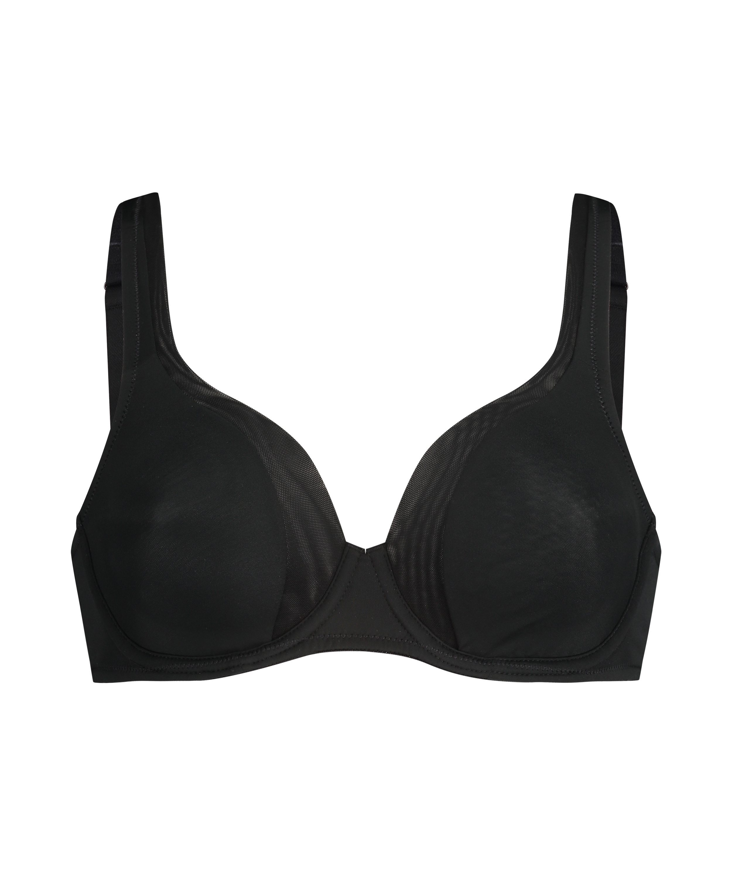 Mesh non-padded underwired bra, Black, main