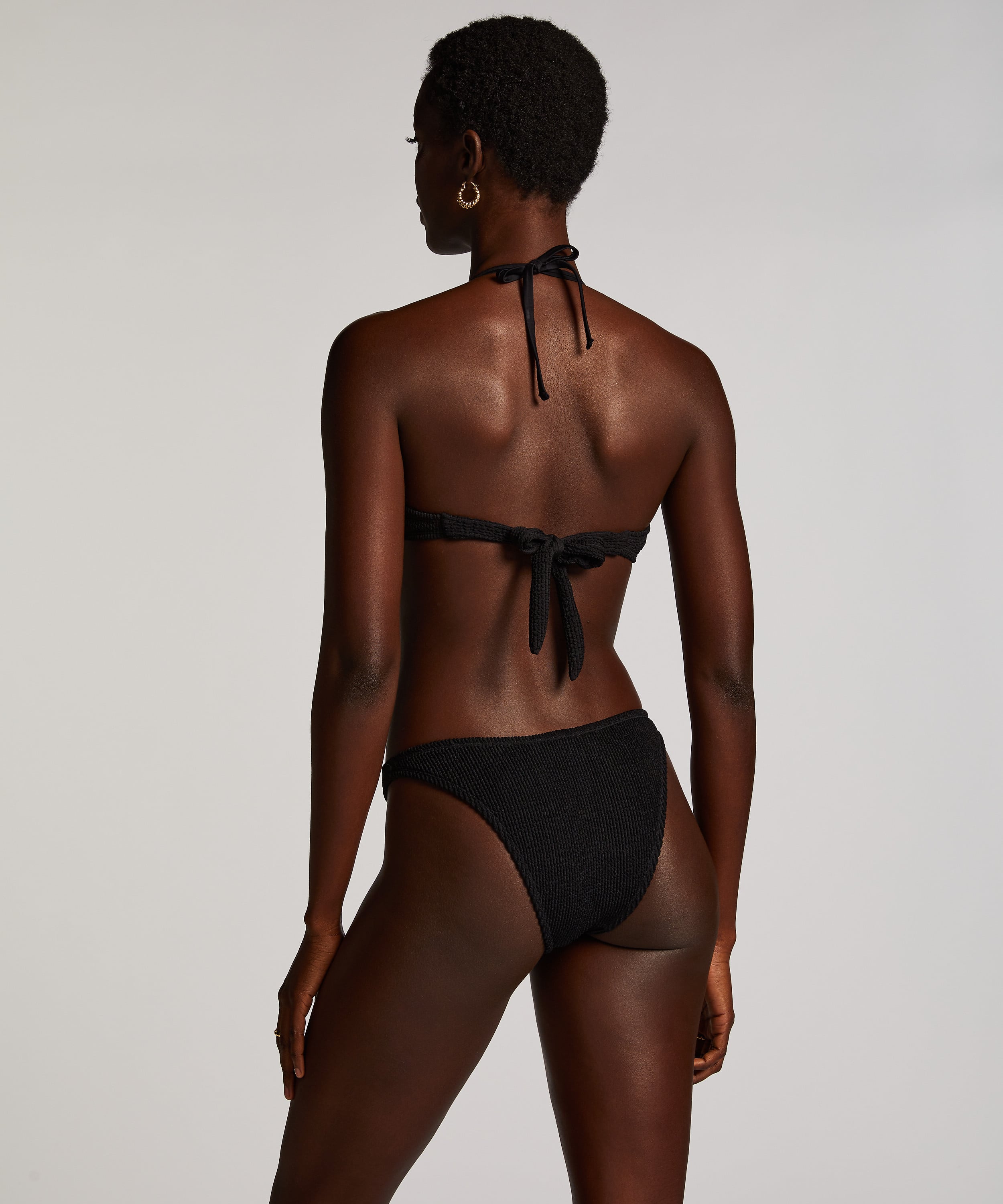 Crinkle Bandeau Bikini Top, Black, main