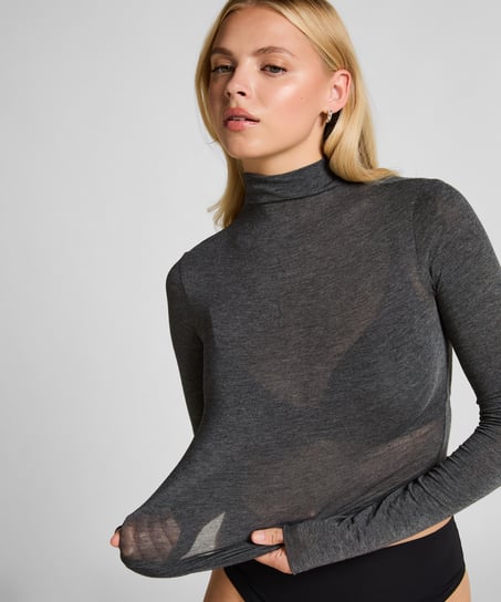 super soft Turtleneck shirt with Cashmere, Gray