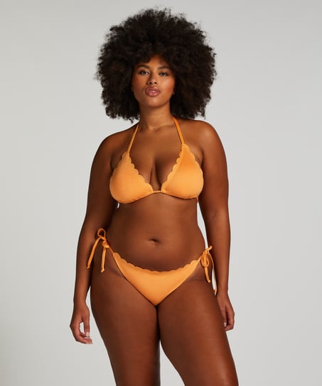 Scallop Lurex Triangle Bikini Top, Orange