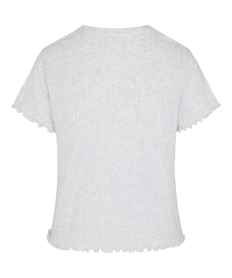 Loose-Fitting Short-Sleeved Pyjama Top, Beige