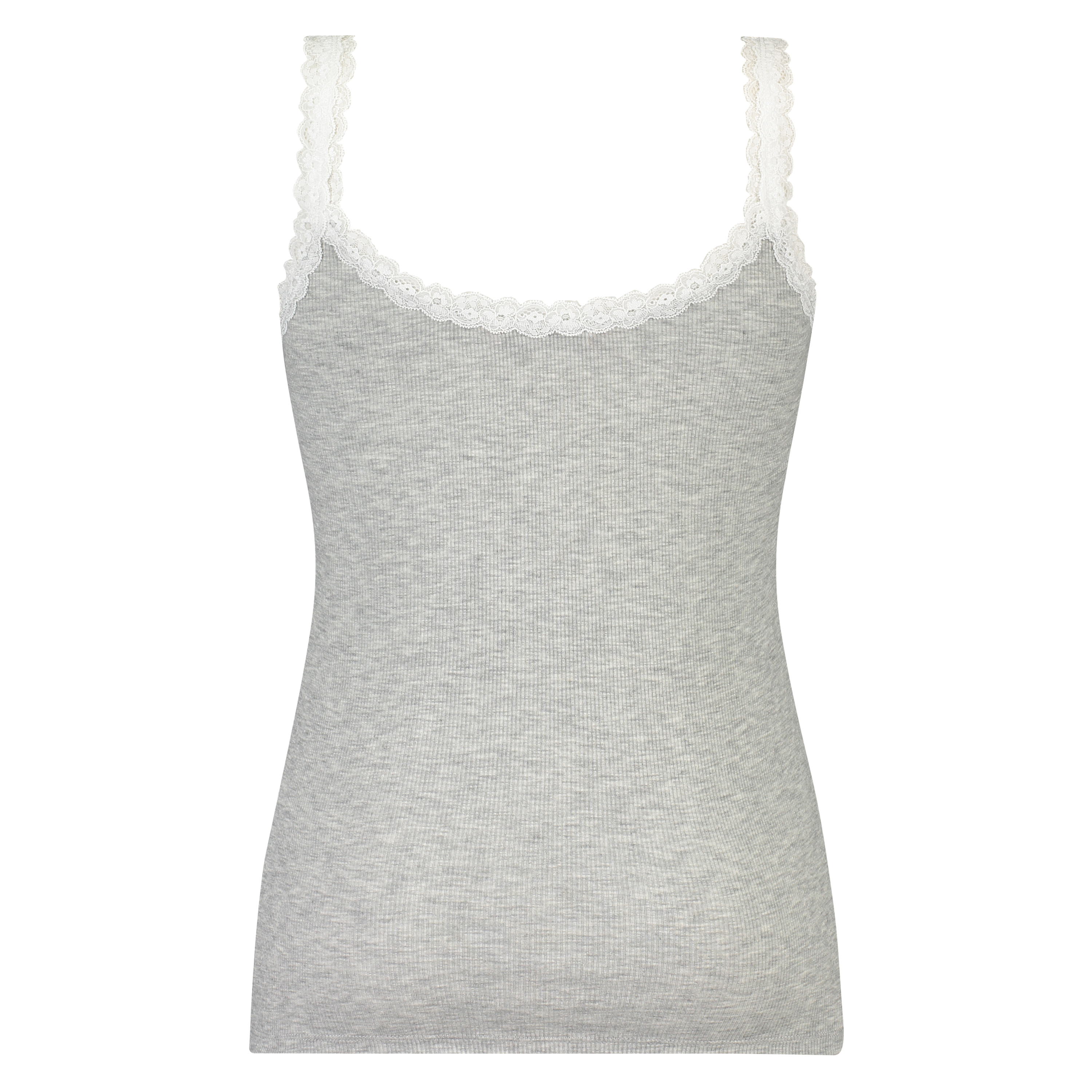 Singlet top cami rib lace, Gray, main