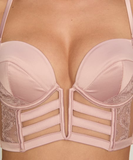Padded Underwired Longline Bra Rosa, Pink