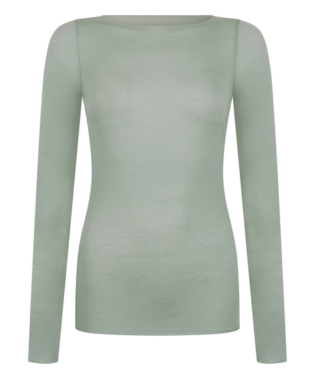 super soft Boatneck shirt with Cashmere, Green