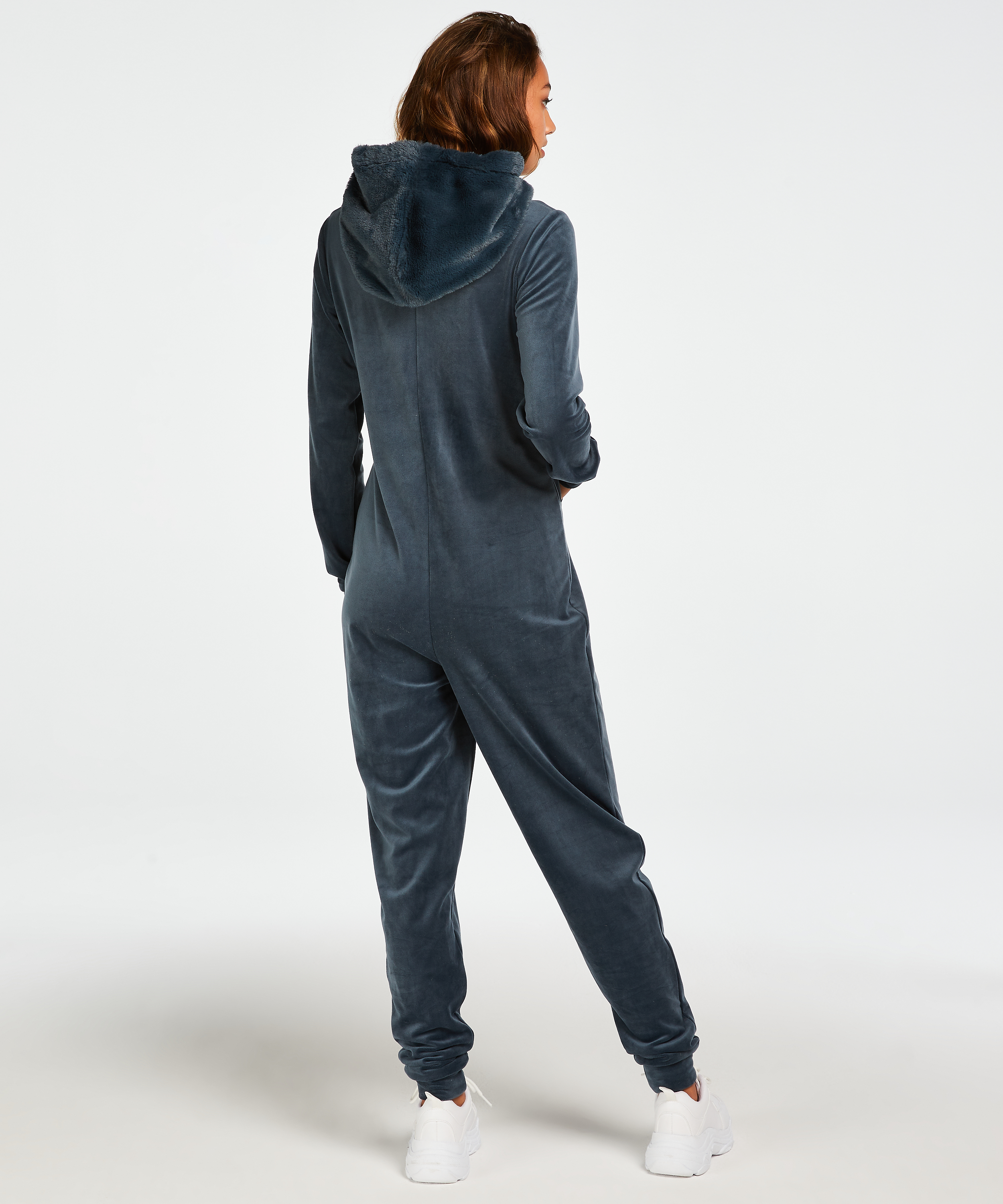 Velvet onesie, Blue, main