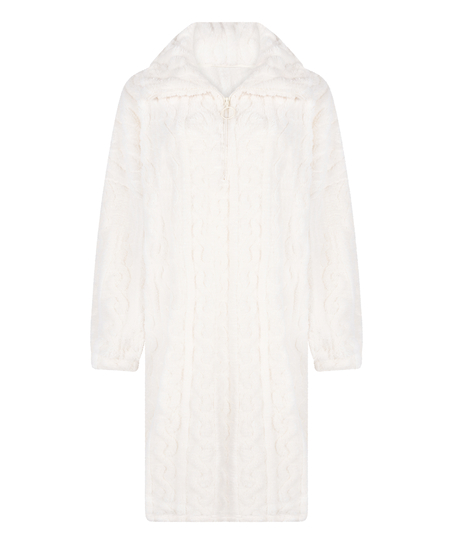 Poncho Cable Fleece, White