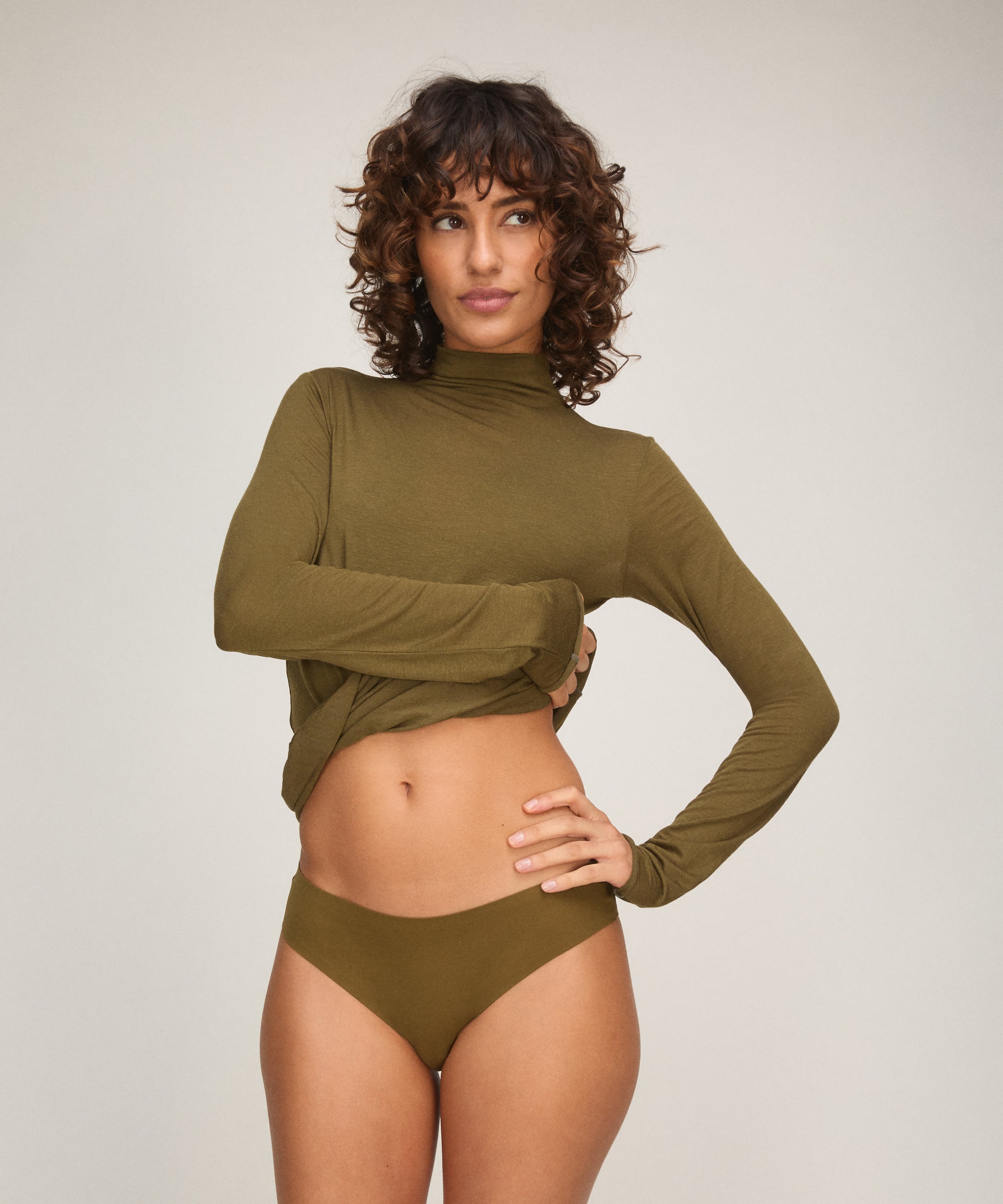 super soft Turtleneck shirt with Cashmere, Green, main