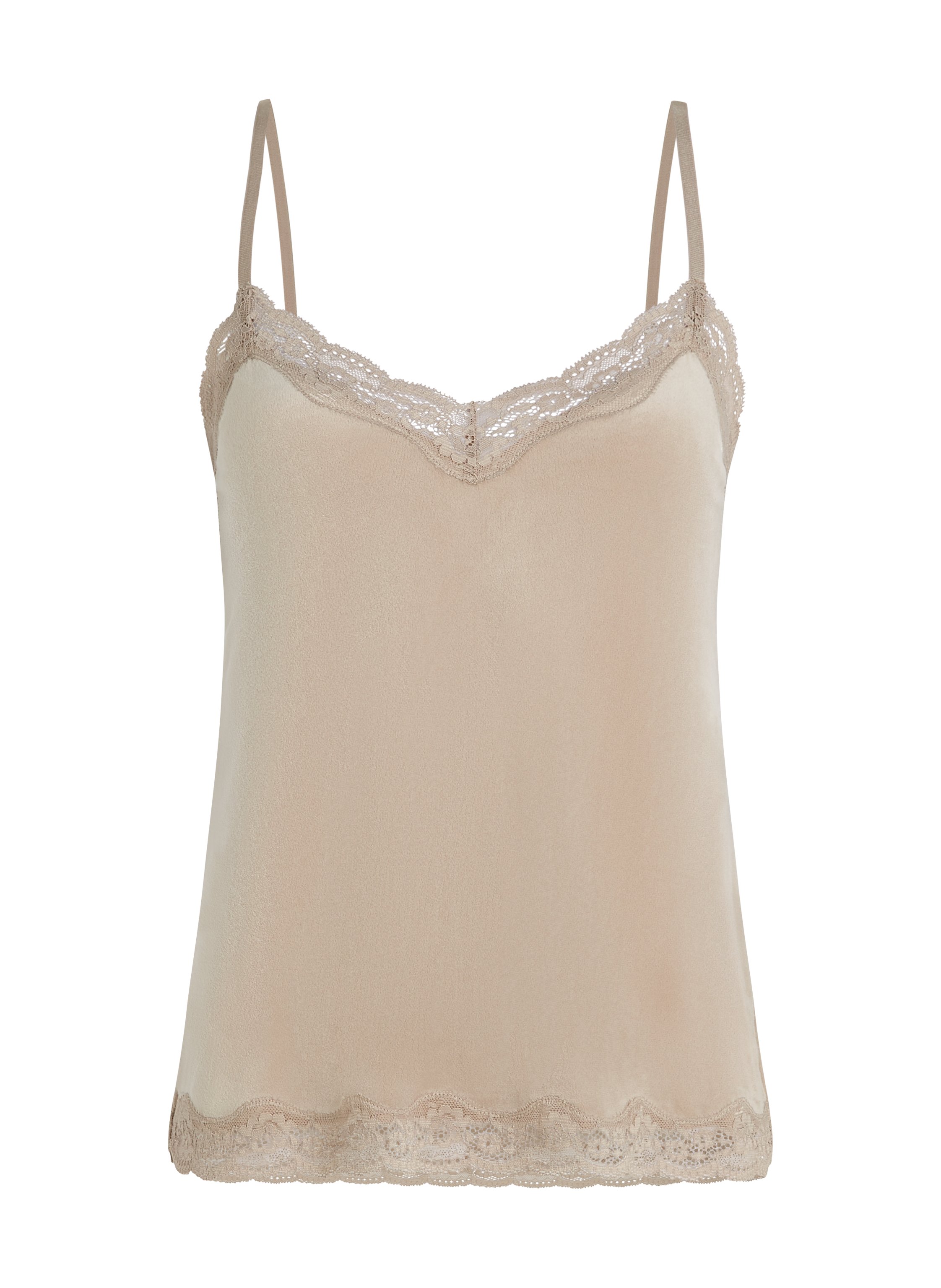 Velours Lace Cami Top, Beige, main