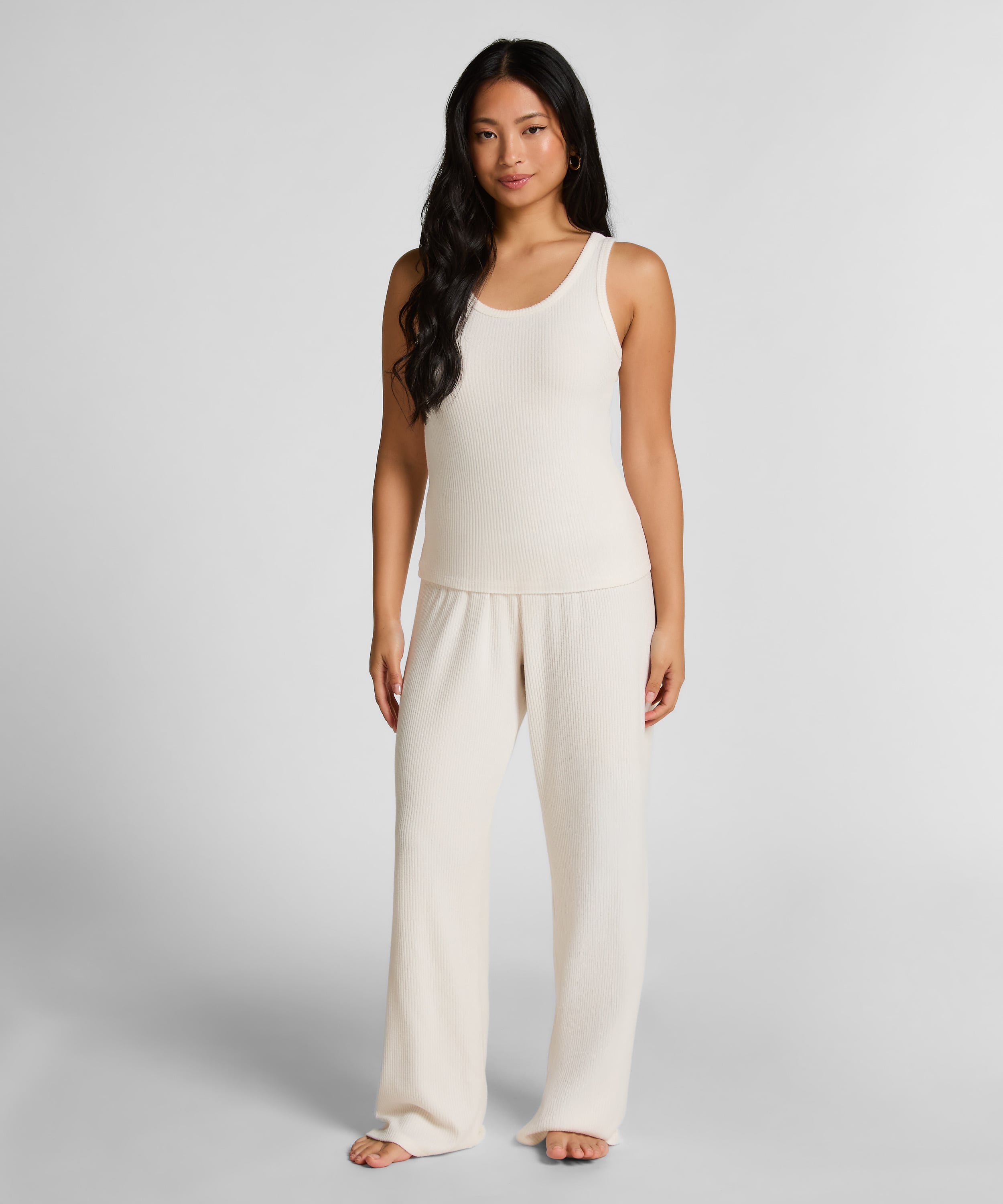 Singlet Brushed Jersey Rib, White, main