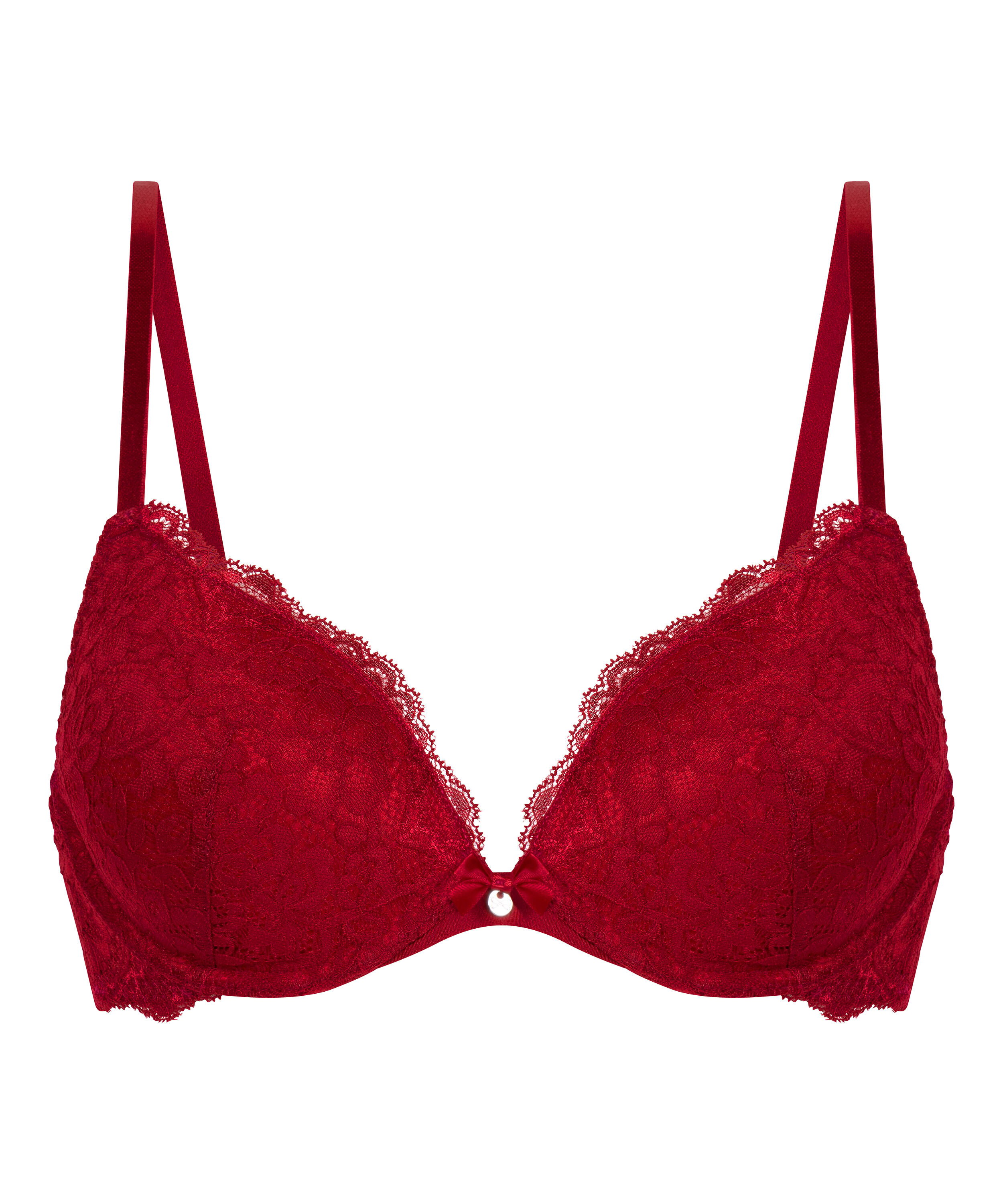 Marine Padded Push-Up Underwired Bra, Red
