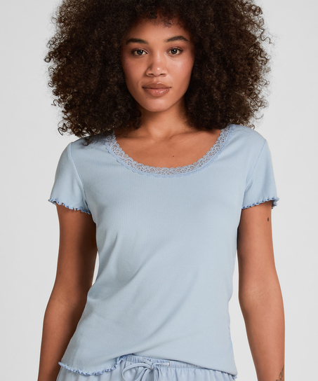Pyjama Top Jersey Rib, Blue