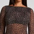 Tara Leopard Long Sleeved Body, Black