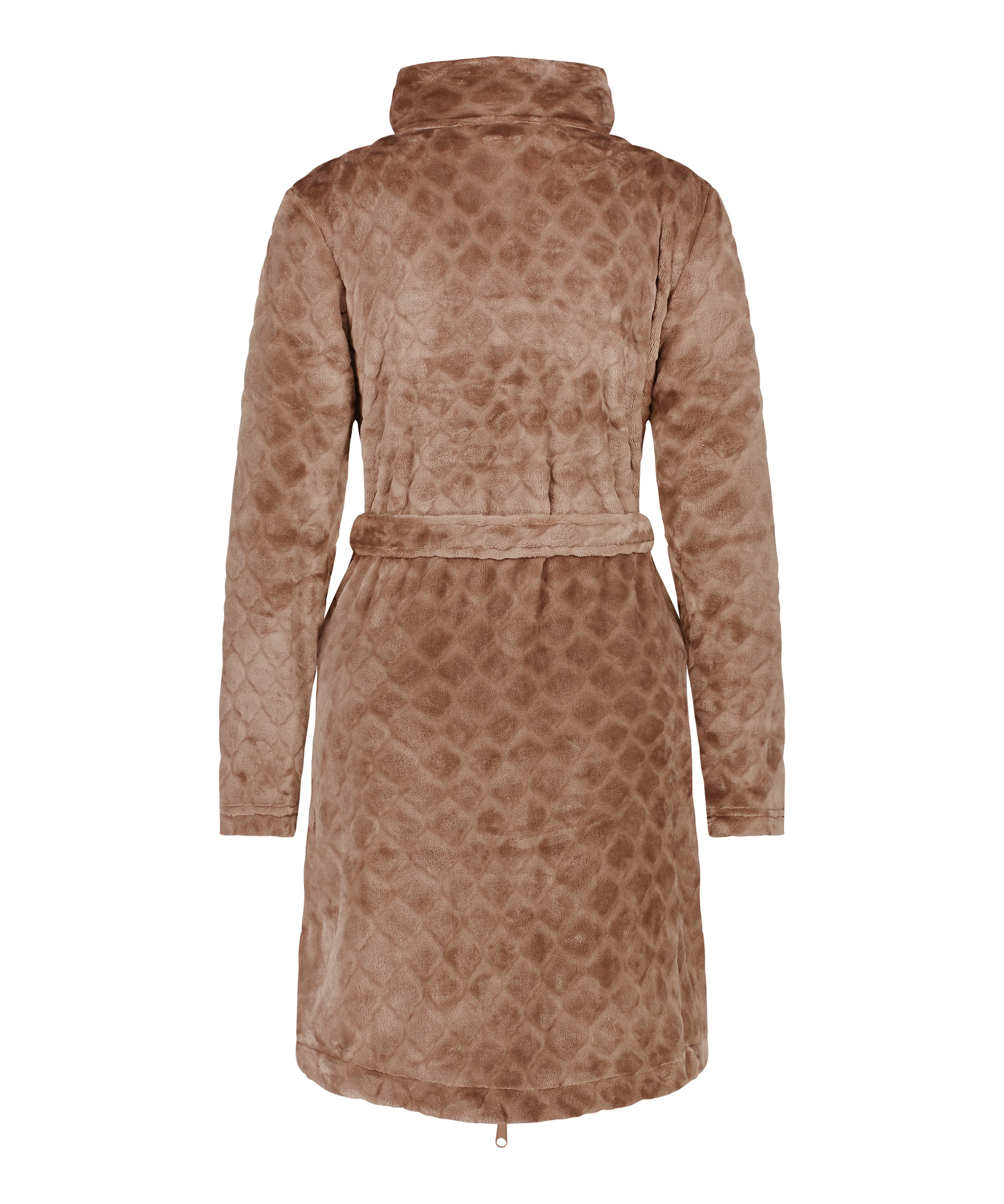 Fleece Zip Bathrobe, Brown, main