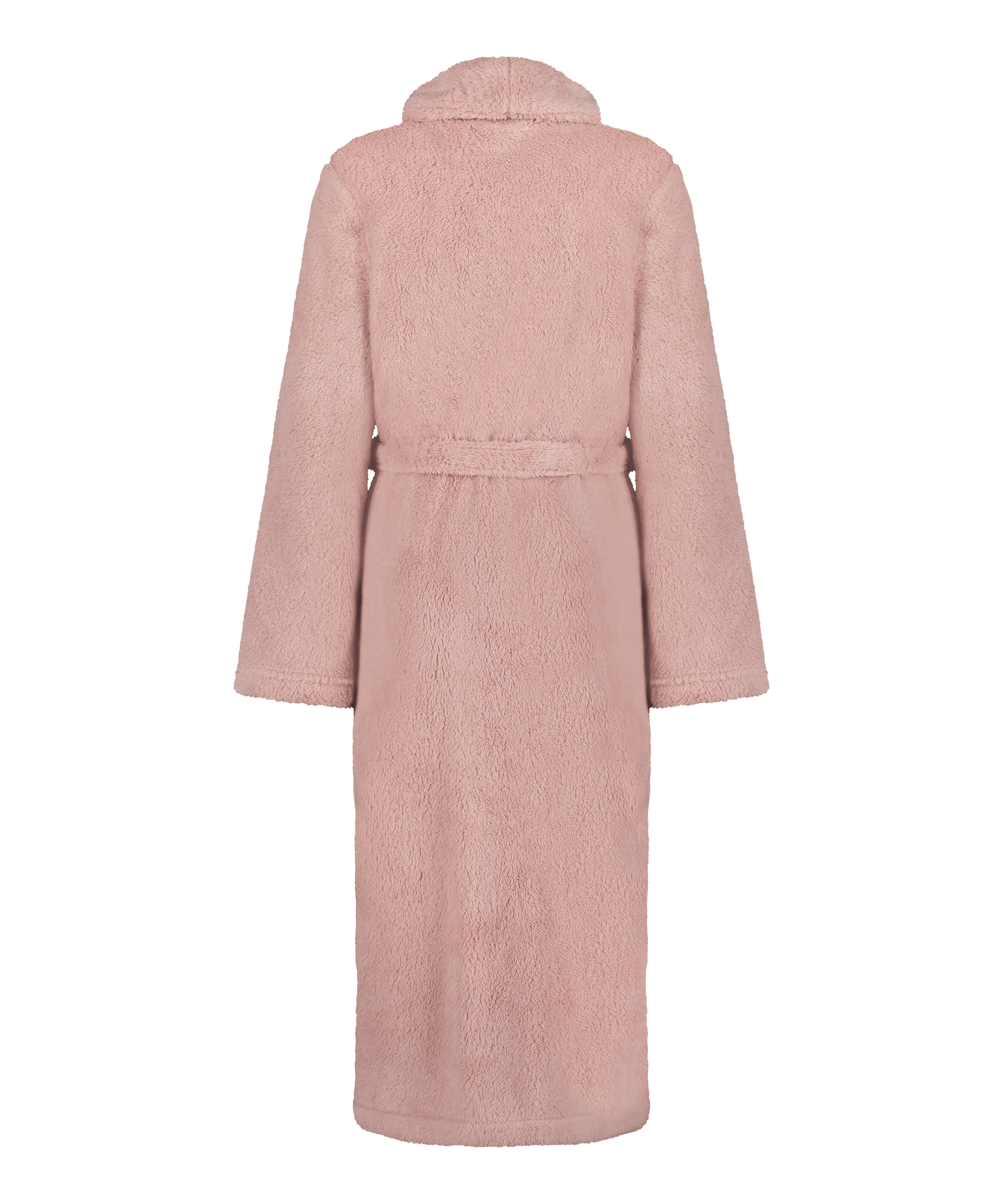 Long Fleece Bathrobe, Pink, main