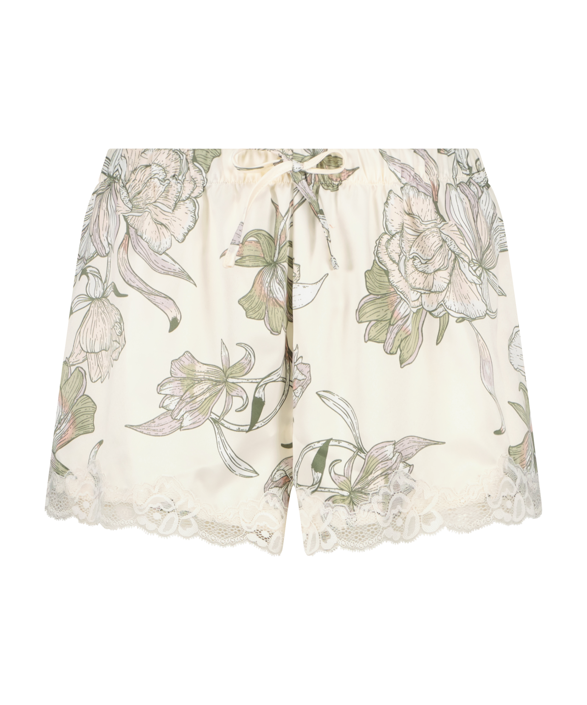 Satin pyjama shorts, White, main