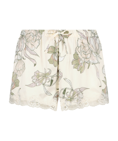 Satin pyjama shorts, White