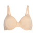 Satin Fleece Non-Padded Underwired Bra, Beige
