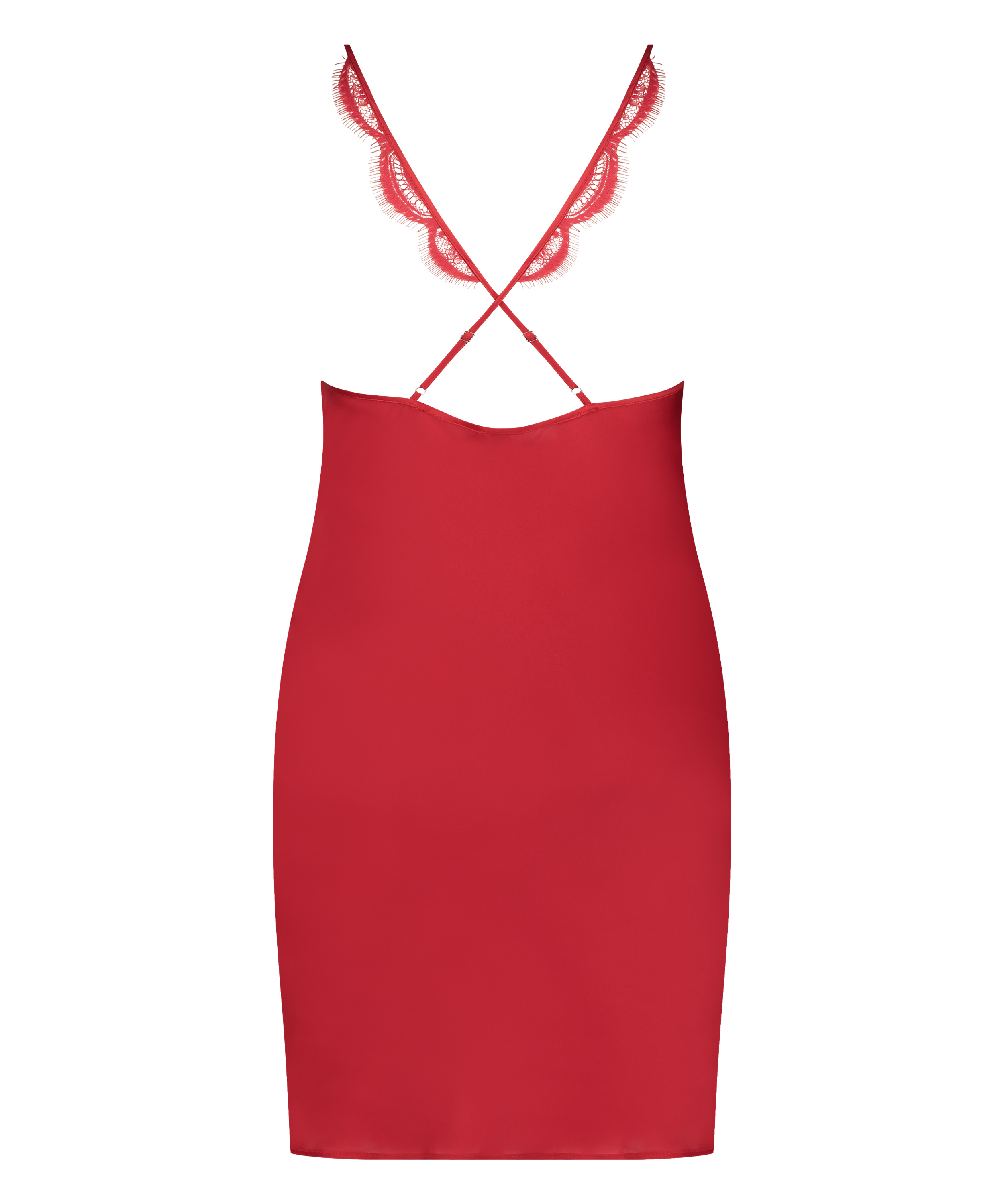 Satin Slip Dress, Red, main