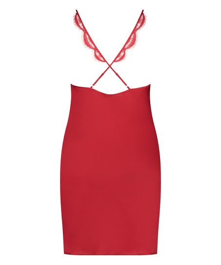 Satin Slip Dress, Red