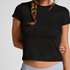 Ribbed Crew Neck Short-Sleeved Pyjama Top, Black