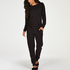 Waffle Placket Pyjama, Black