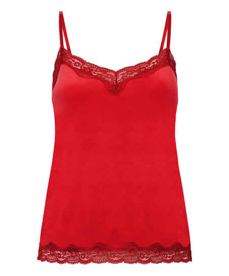 Pyjama Cami Velours Lace, Red
