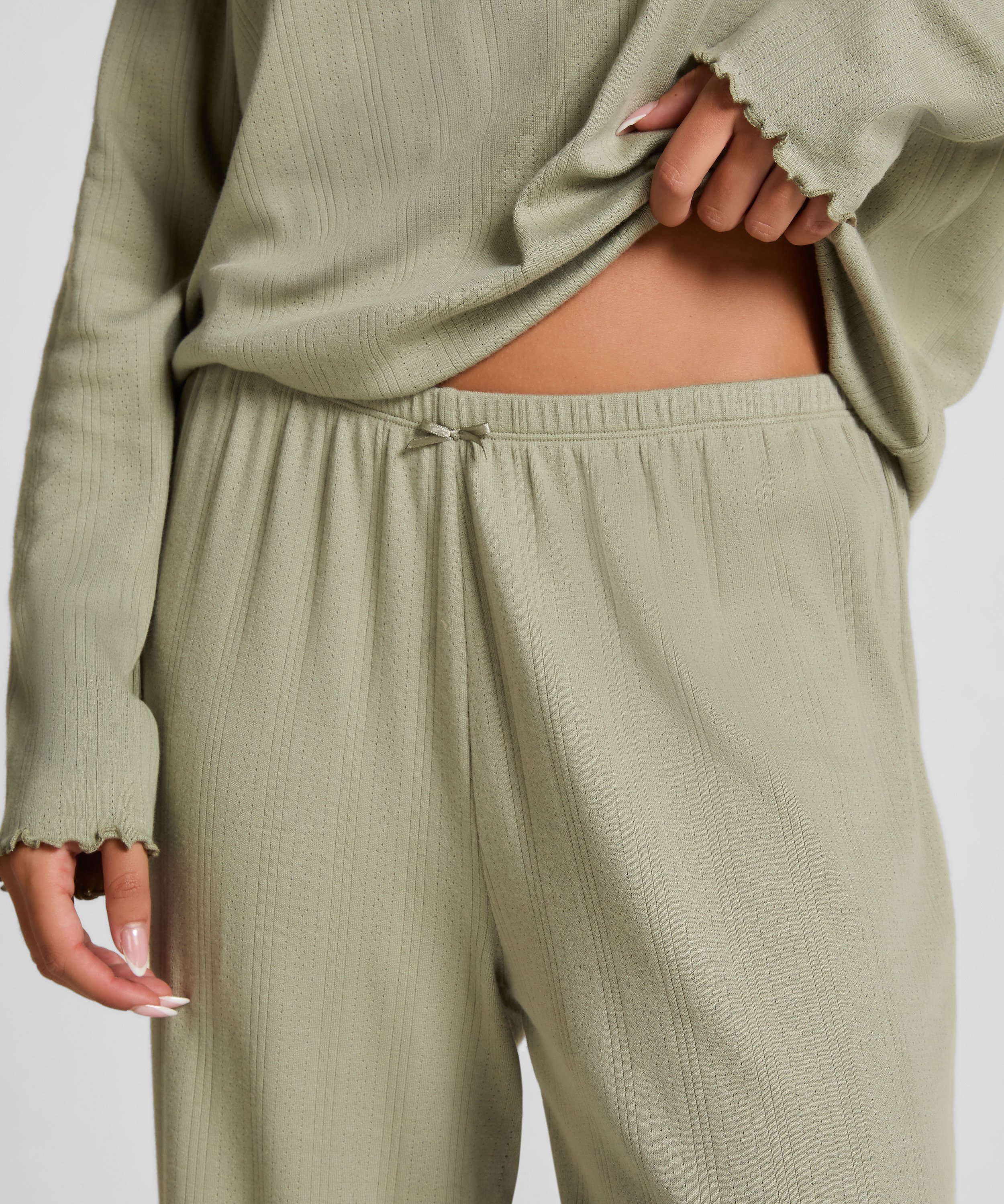 Pyjama Pant Loose Pointelle, Green, main