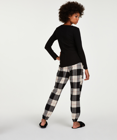 Petite Twill Check Pyjama pants, Black