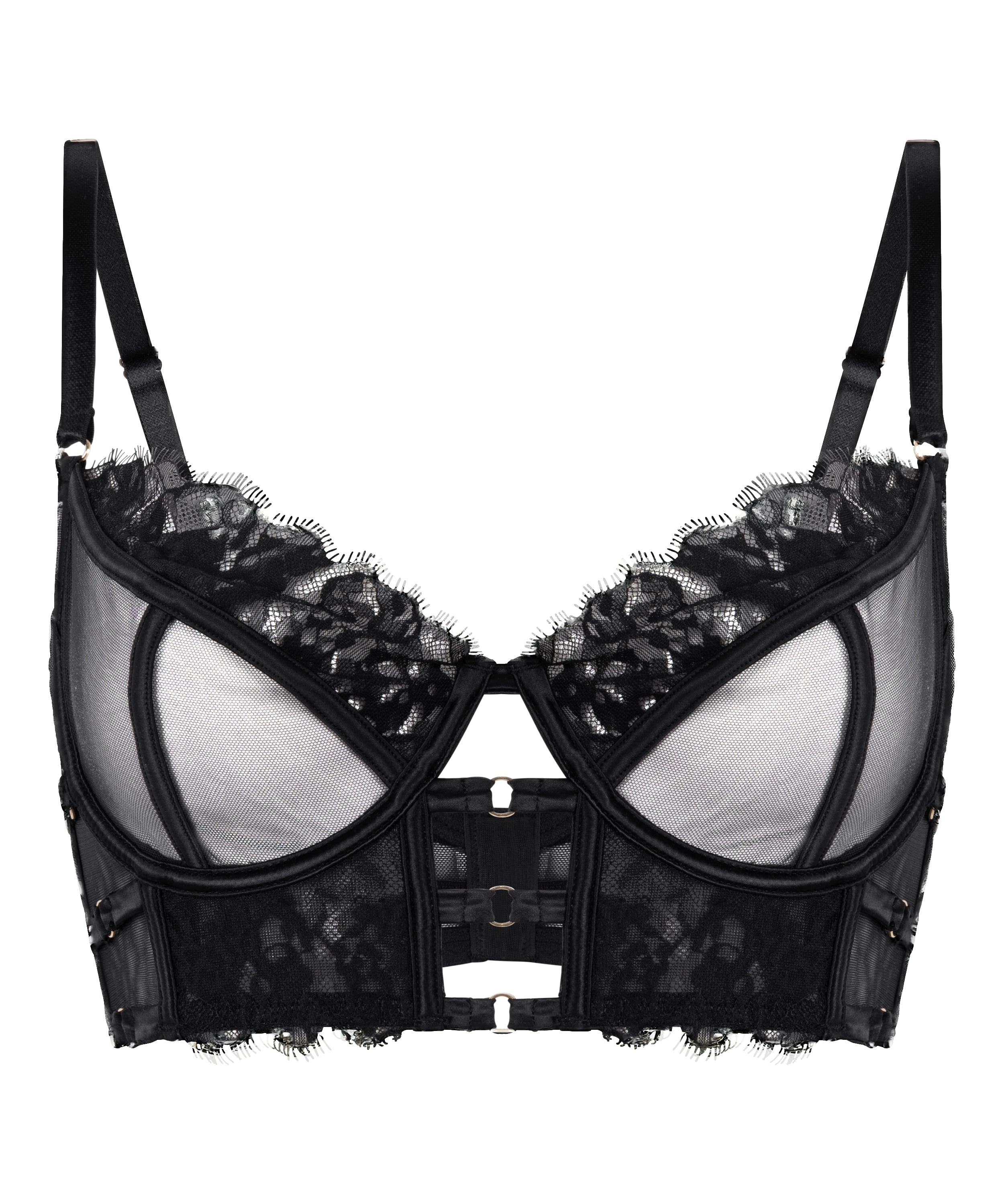 Nienke Non-Padded Underwired Longline Bra, Black, main
