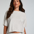 Short-sleeve velours top, Gray