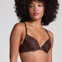 Plunge Padded Underwired Bra, Brown