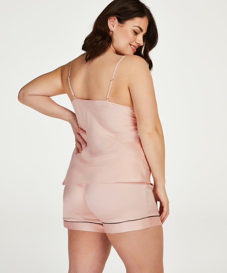 Satin Lace Pyjama Shorts, Pink