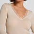 super soft Lace V-Neck shirt with Cashmere, Beige