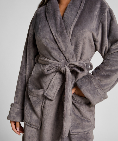 Soft Fleece Bathrobe, Gray