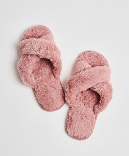 Fake Fur Slippers, Pink
