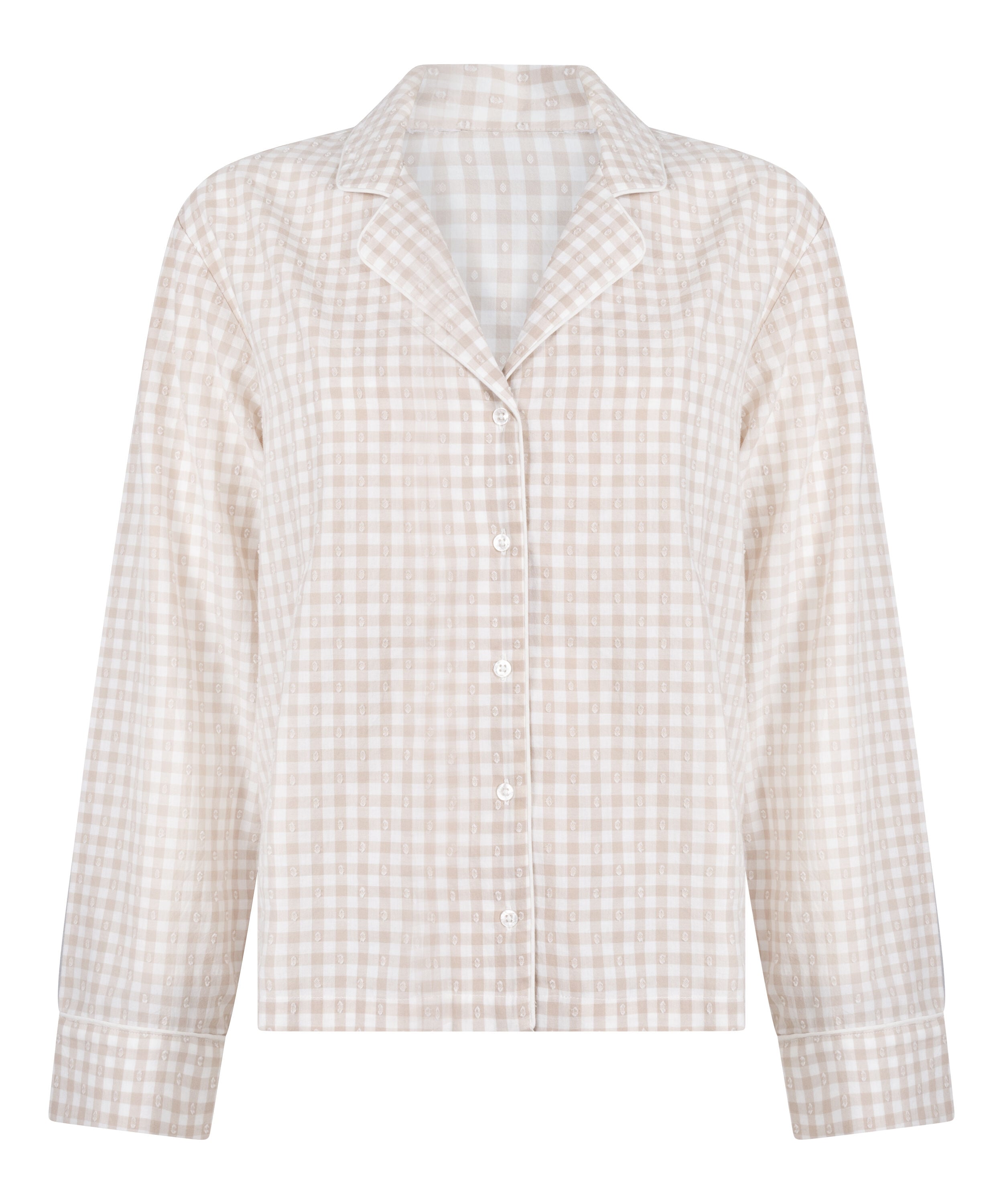 Dobby Pyjama Jacket Woven Cotton, Beige