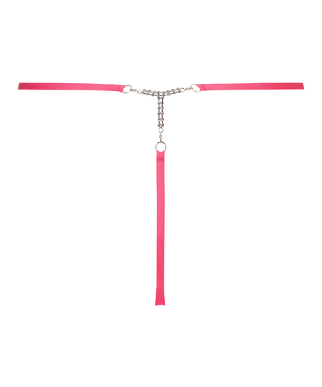 Honey High Leg Rhinestone Thong, Pink