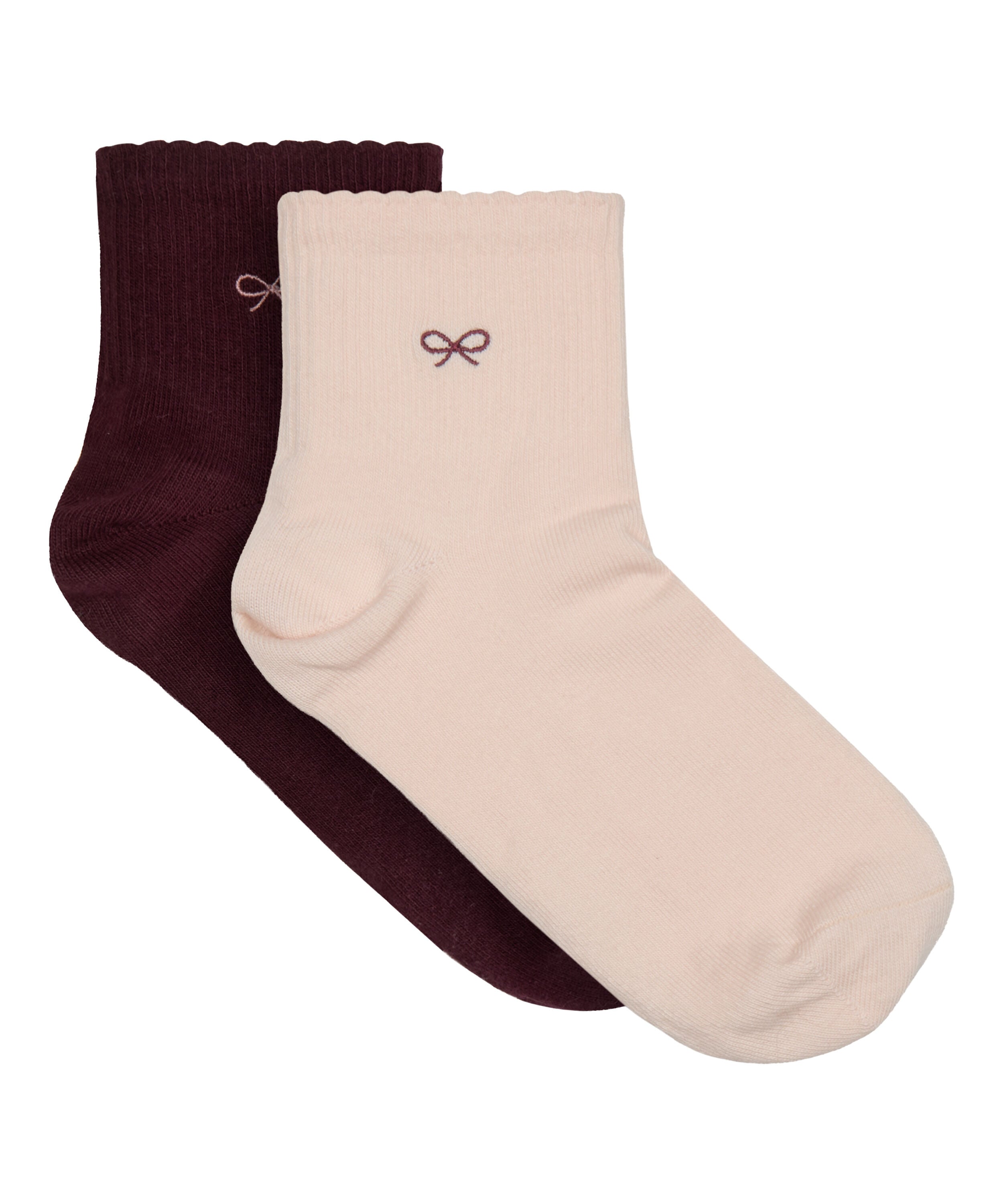 2 Pair Cotton Half Crew Socks, Pink
