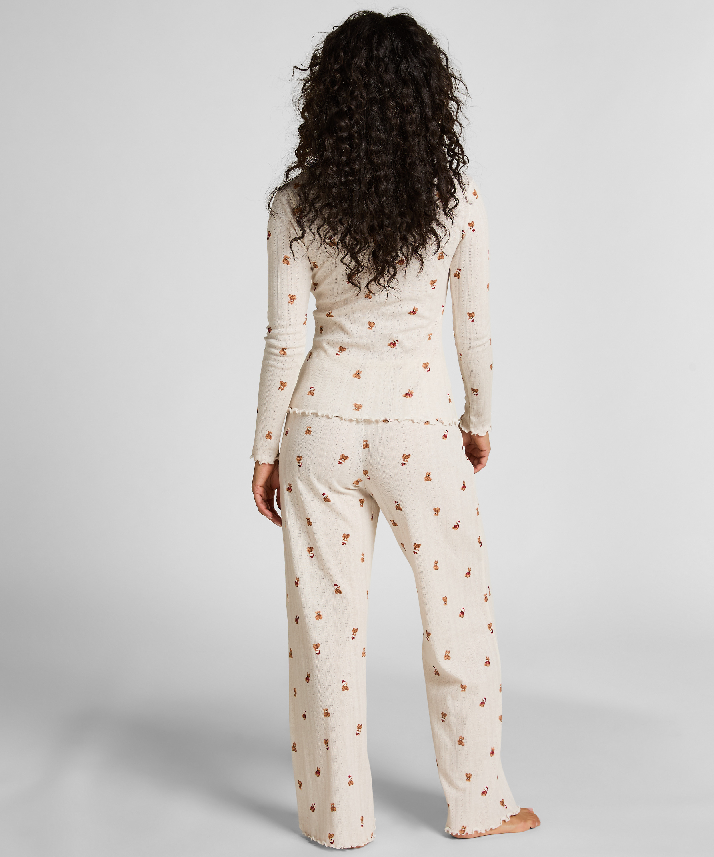 Pointelle Pyjama Top, White, main