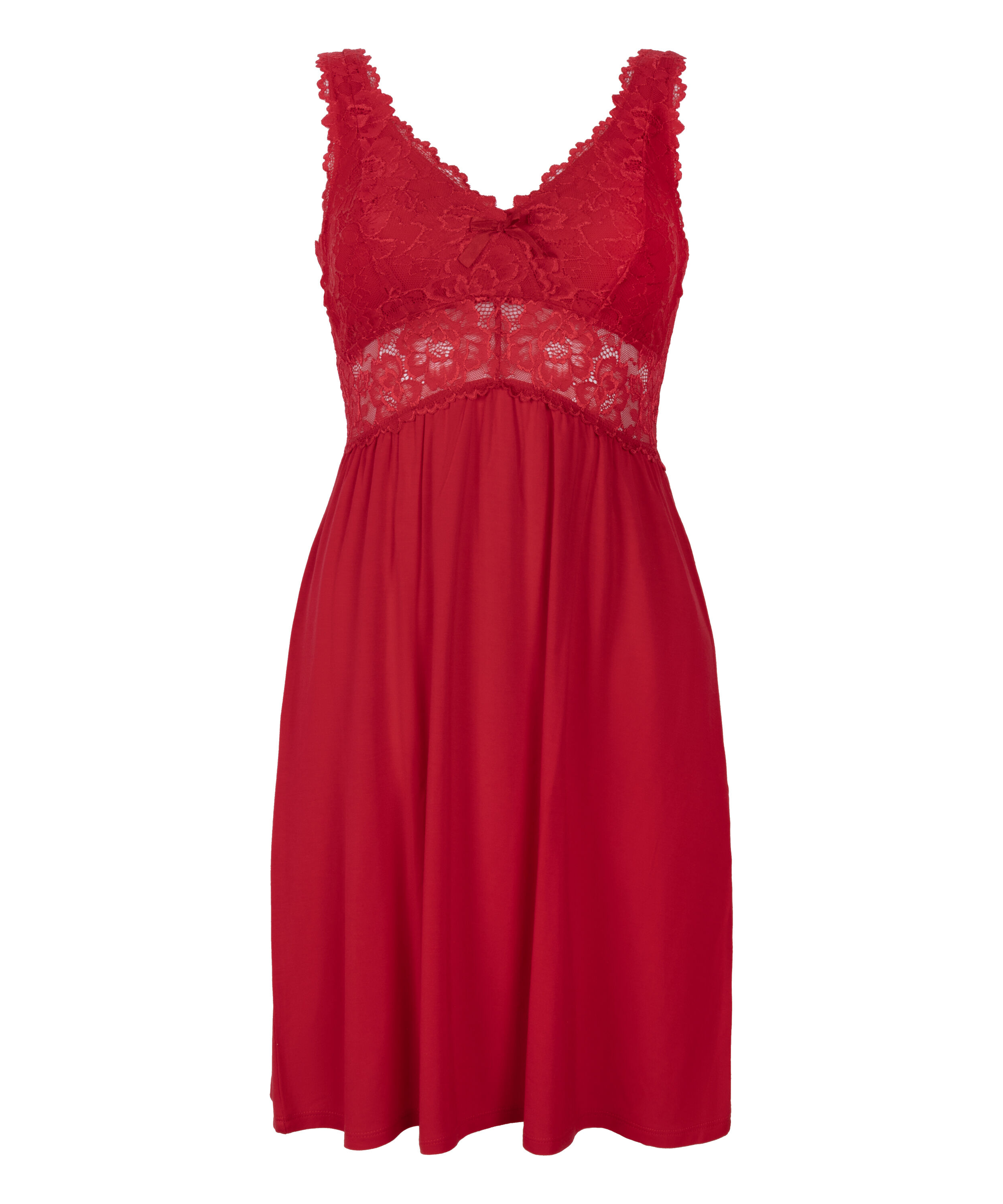 Nora Lace Slip Dress, Red